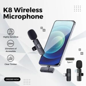 K8 Wireless Lavalier Microphone With Type-c Connector – Noise-canceling Clip-on Collar Mic