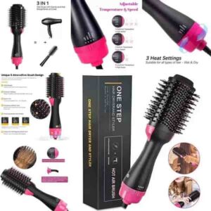 One Step 3 In 1 Hair Dryer And Volumizer / Hot Air Brush – Comb For Drying, Straightening, And Curling